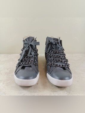 UES Dark Gray High-Top Sneakers with Chain Detail